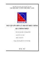 (TIỂU LUẬN) bài tập lớn môn lý THUYẾT điều CHỈNH QUÁ TRÌNH NHIỆT 