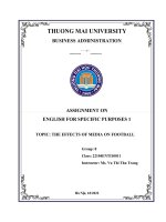 (TIỂU LUẬN) ASSIGNMENT ON ENGLISH FOR SPECIFIC PURPOSES 1 TOPIC THE EFFECTS OF MEDIA ON FOOTBALL 