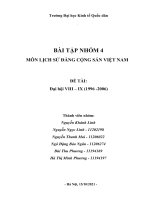 (TIỂU LUẬN) bài tập NHÓM 4 môn LỊCH sử ĐẢNG CỘNG sản VIỆT NAM đề tài đại hội VIII – IX (1996  2006) 