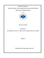 (TIỂU LUẬN) bài tập CUỐI kỳ tên đề tài QUY ĐỊNH về cổ tức và CHIA cổ tức TRONG CÔNG TY cổ PHẦN 