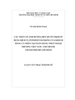 Luận văn thạc sĩ UEH các nhân tố ảnh hưởng đến quyết định sử dụng dịch vụ internet banking của khách hàng cá nhân tại ngân hàng TMCP ngoại thương việt nam   chi nhánh TPHCM 