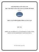 TIỂU LUẬN môn dị bộ TÔNG LUÂN LUẬN QUAN điểm của các bộ PHÁI là nền TẢNG HƯNG KHỞI PHẬT GIÁO đại THỪA 