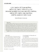 Các nhân tố ảnh hưởng đến cấu trúc vốn của các doanh nghiệp truyền thông niêm yết trên thị trường chứng khoán việt nam 