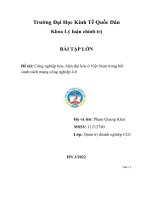 (TIỂU LUẬN) bài tập lớn đề tài công nghiệp hóa, hiện đại hóa ở việt nam trong bối cảnh cách mạng công nghiệp 4 0 
