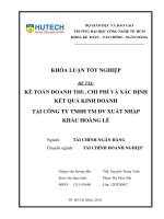 Khóa luận tốt nghiệp kế toán doanh thu, chi phí và xác định kết quả kinh doanh tại công ty TNHH TM DV xuất nhập khẩu hoàng lễ 