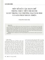 Một số bất cập, hạn chế trong thực tiễn thi hành luật trọng tài thương mại năm 2010 và giải pháp hoàn thiện 