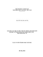 Giáo dục giá trị văn hóa truyền thống cho sinh viên đại học sư phạm ngoại ngữ trong bối cảnh hội nhập quốc tế.