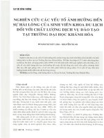 Nghiên cứu các yếu tố ảnh hưởng đến sự hài lòng của sinh viên khoa du lịch đối với chất lượng dịch vụ đào tạo tại trường đại học khánh hòa 
