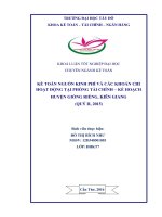 Luận văn tốt nghiệp kế toán kế toán nguồn kinh phí và các khoản chi hoạt động tại phòng tài chính – kế hoạch huyện giồng riềng 