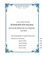 (TIỂU LUẬN) báo cáo bài tập lớn kỹ thuật phần mềm ứng dụng đề tài hệ THỐNG QUẢN lý KHÁCH sạn MTP 