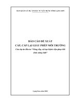 BÁO CÁO ĐỀ XUẤT CẤP, CẤP LẠI GIẤY PHÉP MÔI TRƢỜNG Của dự án đầu tư “Nâng cấp, cải tạo bệnh viện phục hồi chức năng tỉnh Lạng Sơn, năm 2022