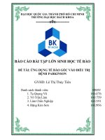 (TIỂU LUẬN) báo cáo bài tập lớn SINH học tế bào đề tài ỨNG DỤNG tế bào gốc vào điều TRỊ BỆNH PARKINSON 