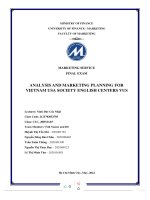 (TIỂU LUẬN) ANALYSIS AND MARKETING PLANNING FOR VIETNAM USA SOCIETY ENGLISH CENTERS VUS 