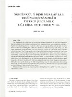 Nghiên cứu ý định mua lặp lại   trường hợp sản phẩm TH true juice milk của công ty TH true milk 