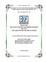 (TIỂU LUẬN) báo cáo bài tập CUỐI kỳ lập TRÌNH PYTHON đề tài xây dựng website bán thức ăn nhanh 