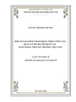 Một số giải pháp nhằm hoàn thiện công tác quản lý rủi ro tín dụng tại ngân hàng TMCP kỹ thương Việt Nam