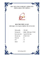 (TIỂU LUẬN) bài THI TIỂU LUẬN môn học các MẠNG THÔNG TIN vô TUYẾN 
