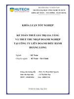 Khóa luận tốt nghiệp kế toán thuế giá trị gia tăng và thuế thu nhập doanh nghiệp tại công ty liên doanh điều hành hoàng long 