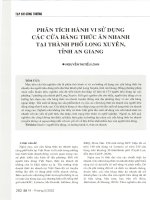 Phân tích hành vi sử dụng các cửa hàng thức ăn nhanh tại thành phố long xuyên, tỉnh an giang 