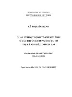 Quản lý hoạt động tổ chuyên môn ở các trường trung học cơ sở thị xã an khê, tỉnh gia lai 