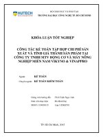Công tác kế toán tập hợp chi phí sản xuất và tính giá thành sản phẩm tại công ty TNHH MTV động cơ và máy nông nghiệp miền nam VIKYNO  VINAPPRO 