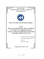 (TIỂU LUẬN) PHÂN TÍCH CHIẾN lược TRUYỀN THÔNG của nước NGỌT MIRINDA THUỘC CÔNG TY CÔNG TY TNHH nước GIẢI KHÁT SUNTORY PEPSICO VIỆT NAM 
