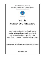 Khóa luận phân tích bảng cân đối kế toán nhằm đánh giá công tác quản lý, sử dụng tài sản và nguồn vốn tại công ty TNHH vận tải hoàng long 