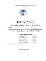 (TIỂU LUẬN) đề tài HOẠT ĐỘNG xây DỰNG ĐỊNH mức của CTCP CÔNG NGHỆ NHỰA và QUẢN lí CHẤT LƯỢNG của COCACOLA 