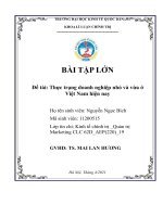 (TIỂU LUẬN) đề tài thực trạng doanh nghiệp nhỏ và vừa ở việt nam hiện nay 