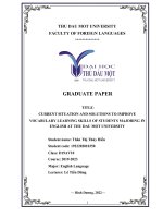 CURRENT SITUATION AND SOLUTIONS TO IMPROVE VOCABULARY LEARNING SKILLS OF STUDENTS MAJORING IN ENGLISH AT THU DAU MOT UNIVERSITY 