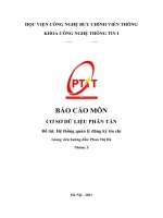 (TIỂU LUẬN) báo cáo môn cơ sở dữ LIỆU PHÂN tán đề tài hệ thống quản lý đăng ký tín chỉ 