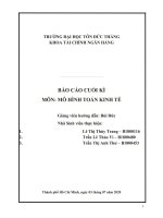 (TIỂU LUẬN) báo cáo CUỐI kì môn mô HÌNH TOÁN KINH tế báo cáo mô HÌNH MARKOV 