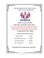 (TIỂU LUẬN) môn học NHẬP môn LOGIC học đề tài vận DỤNG LOGIC học để CHỨNG MINH một LUẬN đề KHOA học xã hội 