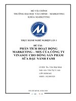 (TIỂU LUẬN) PHÂN TÍCH HOẠT ĐỘNG MARKETING – MIX c a CÔNG TY ủ VINASOY CHO DÒNG s n PH m ả ẩ sữa u NÀNH FAMI 