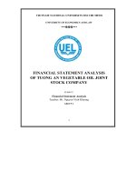 (TIỂU LUẬN) FINANCIAL STATEMENT ANALYSIS OF TUONG AN VEGETABLE OIL JOINT STOCK COMPANY 