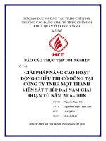 Báo cáo thực tập tốt nghiệp giải pháp nâng cao hoạt động chiêu thị cổ đông tại công ty TNHH một thành viên sắt thép đại nam giai đoạn từ năm 2016 2018 
