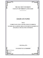 CURRENT SITUATION AND SOLUTIONS TO IMPROVE VOCABULARY LEARNING SKILLS OF STUDENTS MAJORING IN ENGLISH AT THU DAU MOT UNIVERSITY 