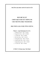 (TIỂU LUẬN) đề XUẤT CHIẾN DỊCH TRUYỀN THÔNG PR CHO THƯƠNG HIỆU WEEHOURS học PHẦN QUAN hệ CÔNG CHÚNG 