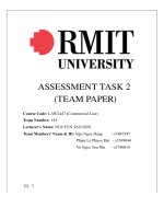 (TIỂU LUẬN) because the relationship between harry and manny is not fall in the scope of established categories of duty of care, the reasonable foreseeability test 