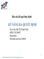 (TIỂU LUẬN) báo cáo kết quả thực hành kỹ NĂNG RA QUYẾT ĐỊNH 