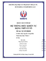 (TIỂU LUẬN) báo cáo CUỐI kì hệ THỐNG điều KHIỂN tự ĐỘNG TRÊN ô tô đề tài XE HYBRID 