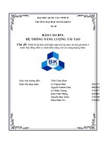 (TIỂU LUẬN) báo cáo BTL hệ THỐNG NĂNG LƯỢNG tái tạo chủ đề thiết kế hệ hòa lưới điện mặt trời áp mái cho hộ gia đình ở miền tây đồng thời so sánh tiềm năng với các năng lượng khác 