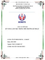 (TIỂU LUẬN) báo cáo môn học kỹ NĂNG làm VIỆC TRONG môi TRƯỜNG kĩ THUẬT 