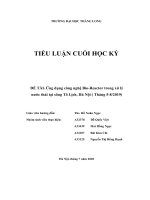 (TIỂU LUẬN) đề tài ứng dụng công nghệ bio reactor trong xử lý  nước thải tại sông tô lịch, hà nội ( tháng 5 82019) 