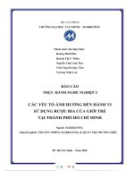 (TIỂU LUẬN) báo cáo THỰC HÀNH NGHỀ NGHIỆP 2 các yếu tố ẢNH HƯỞNG đến HÀNH VI sử DỤNG rượu BIA của GIỚI TRẺ tại THÀNH PHỐ hồ CHÍ MINH 