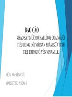 (TIỂU LUẬN) báo cáo KHẢO sát mức độ hài LÒNG của NGƯỜI TIÊU DÙNG đối với sản PHẨM sữa tươi TIỆT TRÙNGTỔ yến VINAMILK 