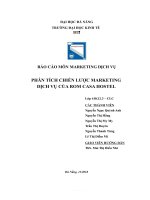 (TIỂU LUẬN) báo cáo môn MARKETING DỊCH vụ PHÂN TÍCH CHIẾN lược MARKETING DỊCH vụ của ROM CASA HOSTEL 