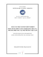 (TIỂU LUẬN) báo cáo THỰC HÀNH NGHỀ ệp 1 NGHI PHÂN TÍCH CHIẾN lược MARKETING MIX của THƯƠNG THỊ TRƯỜ ệt HIỆU KFC tại NG VI NAM 