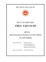 (TIỂU LUẬN) báo cáo môn học THỰC tập cơ sở đề tài một số kĩ THUẬT đảm bảo AN TOÀN THÔNG TIN CHO WEBSITE 