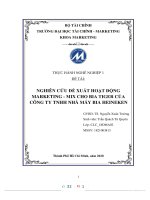 (TIỂU LUẬN) NGHIÊN cứu đề XUẤT HOẠT ĐỘNG MARKETING   MIX CHO BIA TIGER của CÔNG TY TNHH NHÀ máy BIA HEINEKEN 